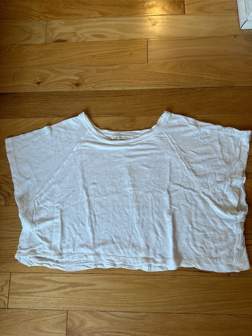 Free People oversized Cropped White Boxy Tee